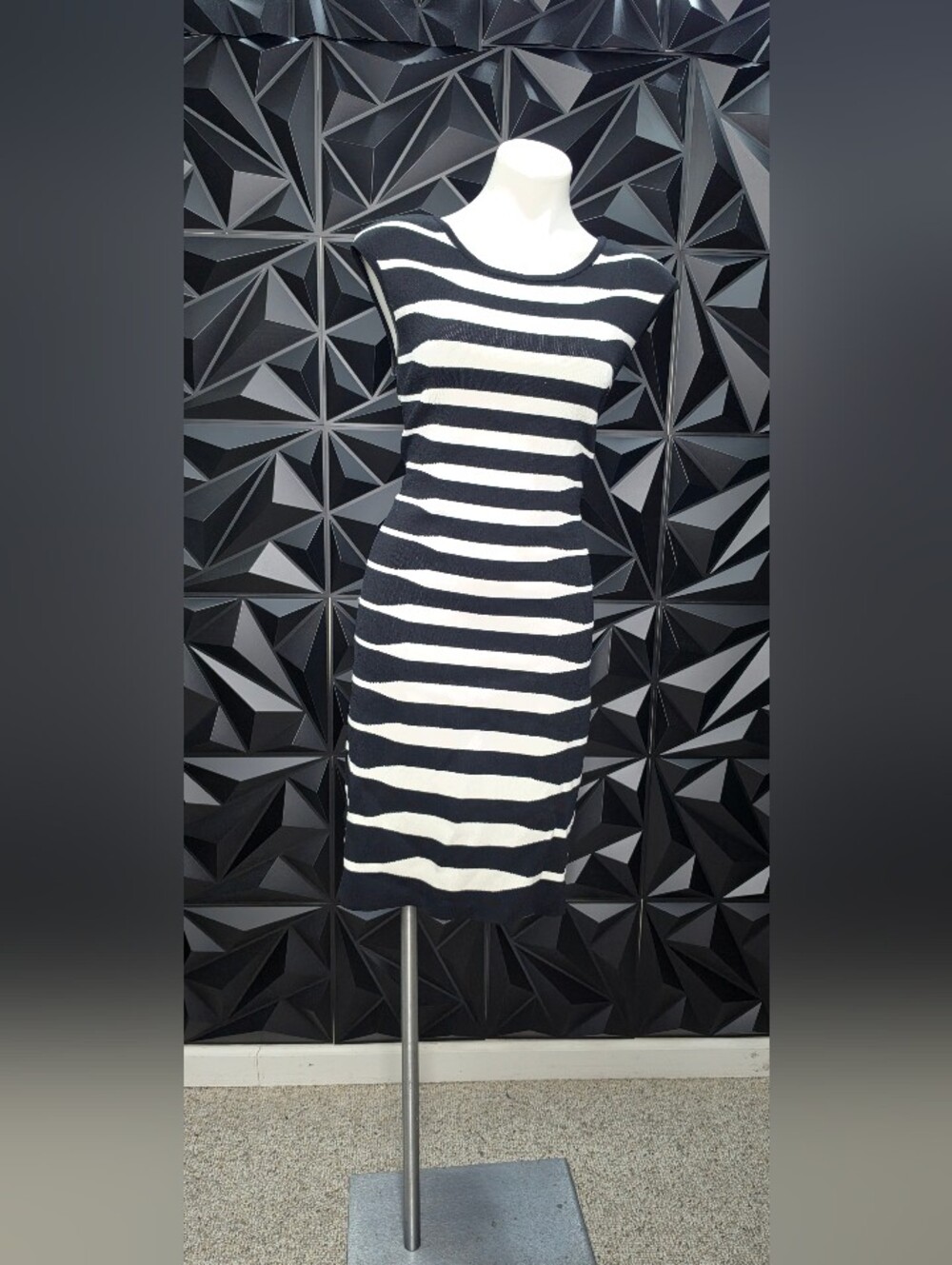 Calvin Klein Black and White Striped Mini Dress